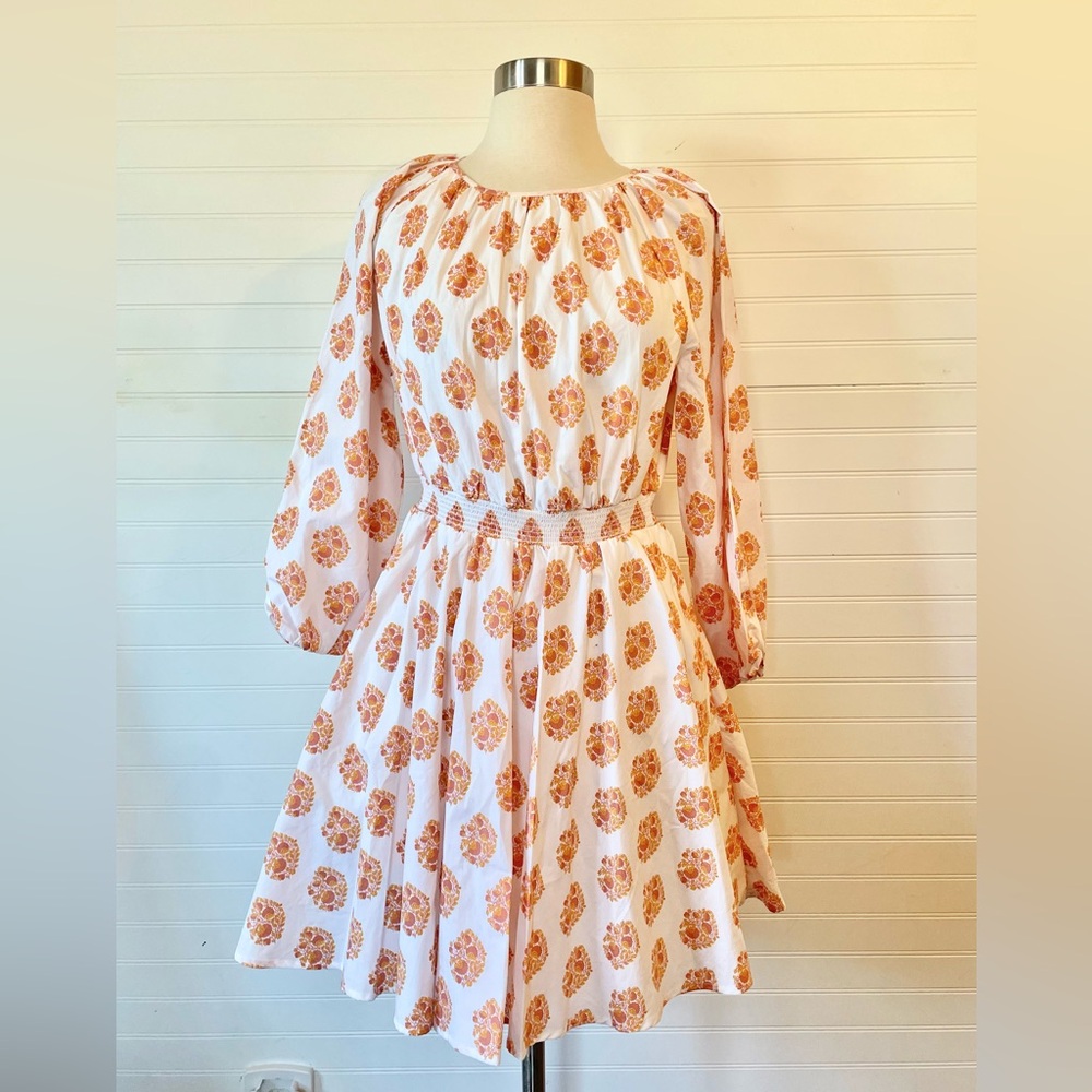 J.Crew Smocked-Waist Mini Dress in Gathered Floral Block Print NWT Size XS Boho